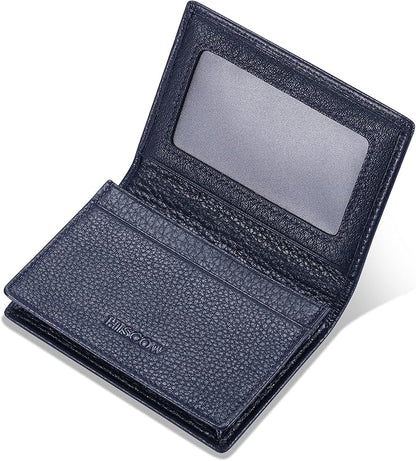 Leather Business Card Case Holder for Men & Women, Italian Calfskin