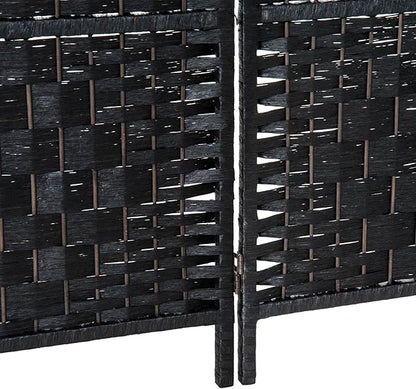 HOMCOM Room Divider, 6 Panel Folding Privacy Screen, 6FT Tall Portable Wicker Weave Partition Wall Divider for Bedroom, Home Office, Black