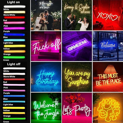 BUIZZEUOIV Custom Neon Sign, Neon Sign Customizable Large LED Wedding Neon Name, Custom Light Signage Personalized for Wedding Anniversary, Light Up Sign for Christmas Party Gift
