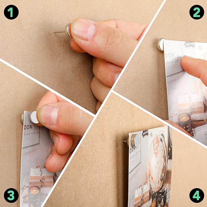 E BAVITE Magnetic Push Pins, 20 Sets Magnet Thumbtack for Wall Bulletin Board Strong Decorative Pushpins Clip for Map Picture Hanging Kit Poster Holder