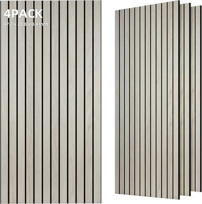 TO-TH Wood-Look Acoustic Panel, 4 Pack 47.2” x 23.6” Soundproof Wall Panels, Decorative Sound Absorbers Large Acoustic Panels for Home, Office, Basement, Natural Oak