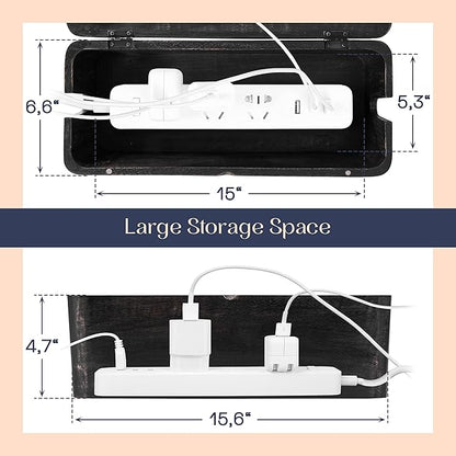 Large Cable Management Box - Cable Organizer Box and Power Strip Box for Electrical Cord Management - Hide Desk Cord and Floor Cables - Wire Storage and Organization for Cords