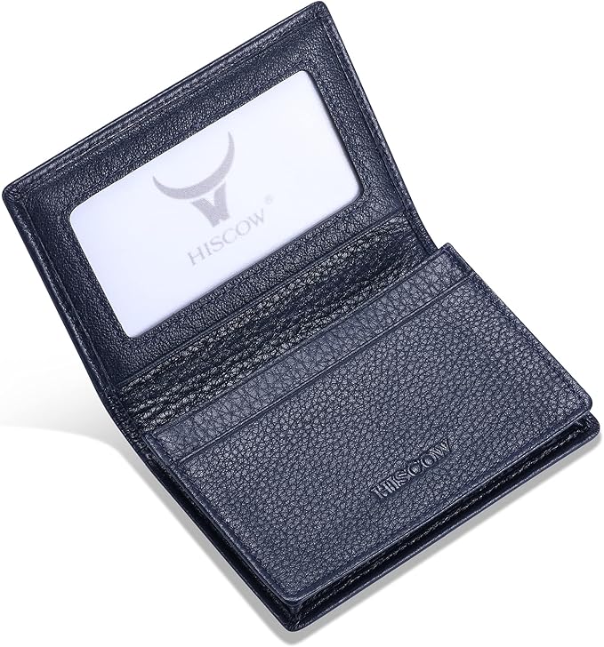 Leather Business Card Case Holder for Men & Women, Italian Calfskin