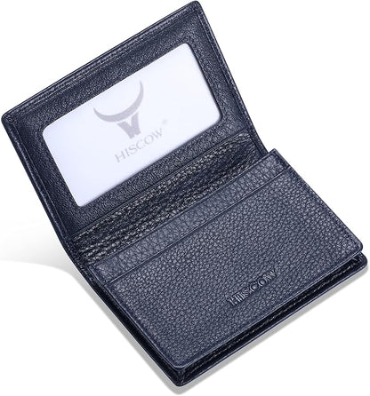 Leather Business Card Case Holder for Men & Women, Italian Calfskin