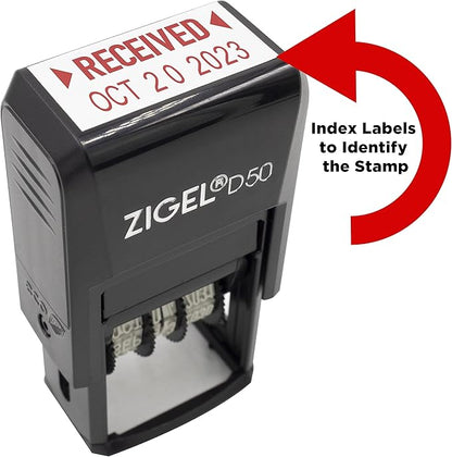ZIGEL D50 Date Stamp with Approved - Self Inking Date Stamp - Red