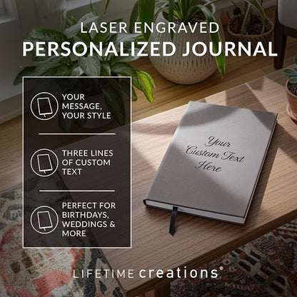 Lifetime Creations Customized Create Your Own Notebook Journal (Dark Brown) - Personalized Hardcover Vegan Leather Journaling Notebooks, Business Gift for Women, Men, Teachers, Professionals