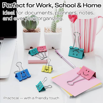 Optomni Binder Clips, 62 Pack, Assorted Sizes – Small, Medium & Large, Colorful Metal Paper Clips for Office, School, Documents, Files & Organizing