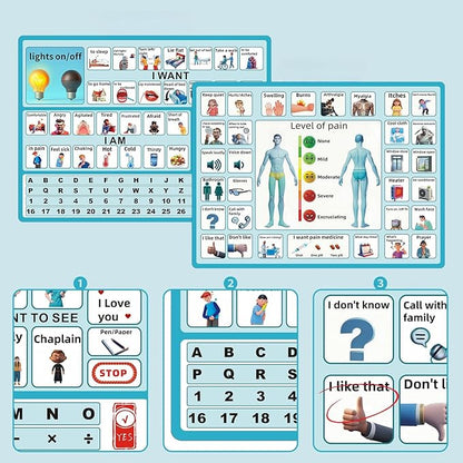 2 Pcs 15''x 11''Nonverbal Communication Board,for Patient、Stroke Therapy Equipment for Adults、AAC Device for Autism、Communication Board for Nonverbal People（no Handle）