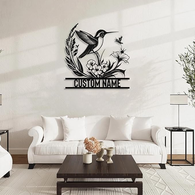 Personalized Metal Signs | Bird Metal Wall Art | Metal Name Sign Birds Welcome Plaque | Custom Garden Sign Yard Signs | Personalized Wedding Gifts | Housewarming Decor Indoor Outdoor
