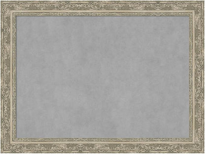 Amanti Art Silver Framed Magnetic Board 24x32 Medium Vision Board for use with Magnets, 100% Metal Sheet to Display Items as Office Decor or for Home Organization in mudroom, Kitchen or Kids Room