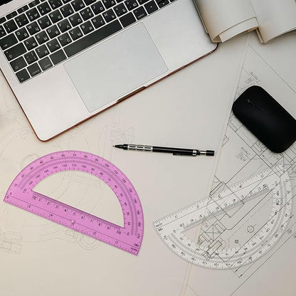 Zonon 12 Pack 6 Inch Plastic Protractor Christian Charity Donation 180 Degrees Pink Blue Clear Protractors for Classroom School Math Teacher Student Office Supplies Christmas Operation Gifts