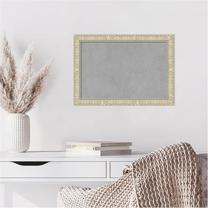 Amanti Art Silver Framed Magnetic Board 14x20 Small Vision Board for use with Magnets, 100% Metal Sheet to Display Items as Office Decor or for Home Organization in mudroom, Kitchen or Kids Room