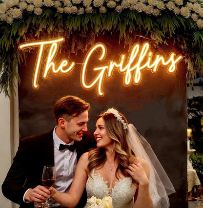 BUIZZEUOIV Custom Neon Sign, Neon Sign Customizable Large LED Wedding Neon Name, Custom Light Signage Personalized for Wedding Anniversary, Light Up Sign for Christmas Party Gift