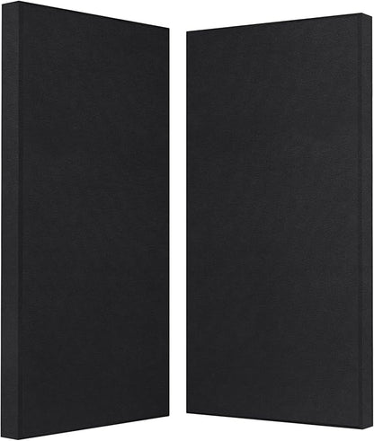 2” Thick Acoustic Panels with Hanging Hardware, 2 PCS 47.2” x 23.6” Fiberglass Sound Absorbing Panels for Home Theater Church Office Wall, Black
