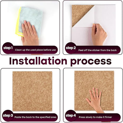 Bouiexye Felt Cork Board Tiles 6 Pack Grey Brown Boards 12"x12" - 1/2" Thick Corkboards for Wall Bulletin Board Self Adhesive with 100 Push Pins for Wall School Home Office