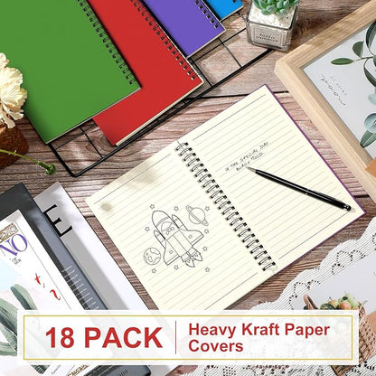 Yahenda Spiral Notebook College Ruled Journals Notebooks Lined 8.3 x 5.5 Inch Note Books Bulk A5 Writing Notebooks Thick Paper Notebook for Office Business School Supplies (Mixed Colors,18 Pcs)