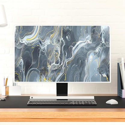 Baocicco Gray Gold Marble Waterproof 45, 46, 47, 48 Inch TV Dust Cover Anti-Static Dustproof Protective Aesthetic Texture Screen TV Covers Full Body Cover for Television Screen Desktop PC LED LCD OLED