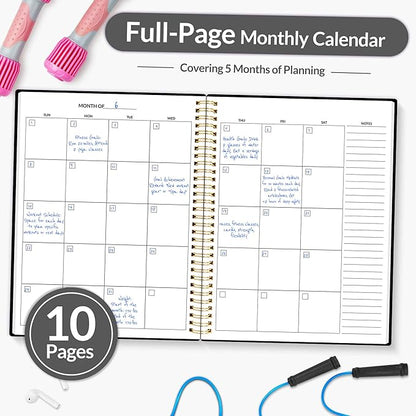 Fitness Journal Workout Planner for Women & Men, A4 (8.5" x 11") Workout Journal Log Book Planner Gift for Track Gym Essentials, Home Workouts, Track Progress, Achieve Wellness Goals, Black