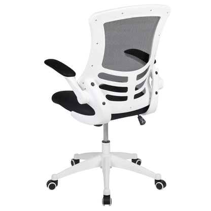 Office Chair, Ergonomic, Mid-Back, White Frame, Black Mesh with Swivel