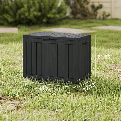 Yardgrace 45 Gallon Deck Box Plus,Outdoor Storage Box Lockable,Waterproof for Patio Furniture, Garden Tools, Pool Accessories, Package Delivery Boxes For Outside, Black
