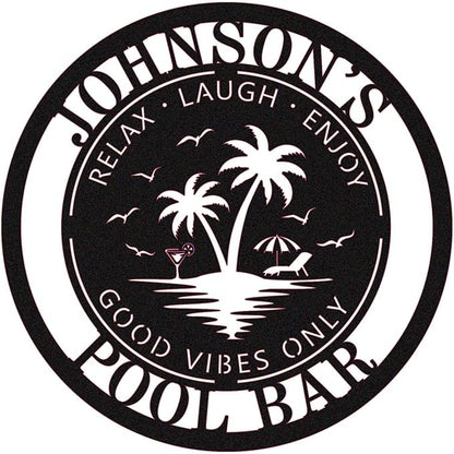 Personalized LED Metal Pool Bar Sign, Poolside Neon Bar Signs for Outside, Pool Signs Outdoor, Outdoor Pool Patio Decor,Pool Tropical Coastal Decor
