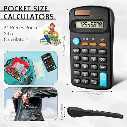 Flutesan 24 Pieces Basic Mini Calculators Bulk for Students 8 Digit Display Small Pocket Size Hand Held Calculators Desktop School Supplies for Classroom Desktop Home High School College Office