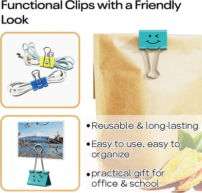 Optomni Binder Clips, 62 Pack, Assorted Sizes – Small, Medium & Large, Colorful Metal Paper Clips for Office, School, Documents, Files & Organizing