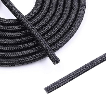 Flauzmann 1/4" Braided Cable Sleeve - 10Ft Cat Cord Protector Split Wire Loom Tubing Flexible Self Wrapping for USB, Audio, Automotive Cord, Dog Chew Proof Cable Protector - Black