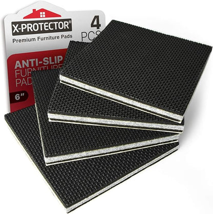 X-PROTECTOR Non Slip Furniture Pads – 4 PCS Premium Furniture Grippers 6"! Best SelfAdhesive Rubber Feet Furniture Feet – Ideal Non Skid Furniture Pad Floor Protectors – Keep Furniture in Place!