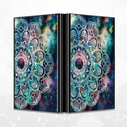 BWEGRHE Slim Credit Card Holder, Art Mandalas RFID Blocking Metal Wallet for Men & Women, Aluminum Minimalist Hard Case Pocket-Sized Business Cards Organizer (Fits Up to 10 Cards)