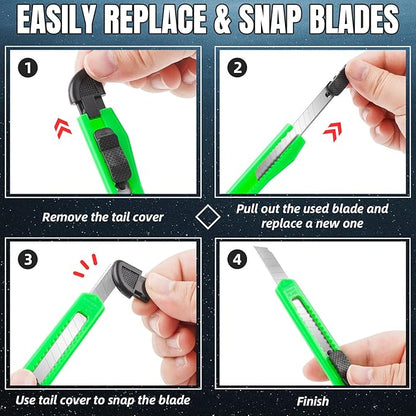 TIFICAL 30 Pack Box Cutter Retractable, Snap-Off 9MM Utility Knife, Auto-Lock Razor Knife for Home, School, Hobby Use, Compact Box Opener Exacto Knife for Cutting Boxes, Carton, Cardboard, Vinyl, Rope