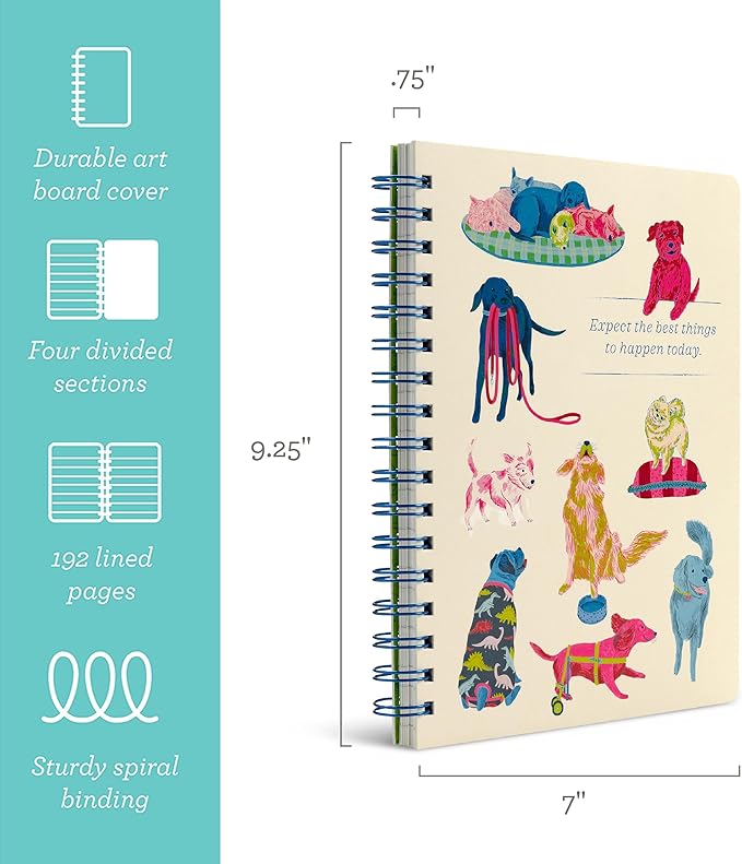 Compendium Spiral Notebook – Expect the Best Things to Happen Today – A Designer Spiral Notebook with 192 Lined Pages, College Ruled, 7.0" W x 9.25" H