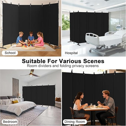 Kecreque 6 Panel Room Divider,6ft Folding Screen Portable Wall Partition Room Divider with 4 Metal Feet,Privacy Screen Indoor Doubles as a Cubicle Wall,Suitable for Bedroom Dressing Room Office