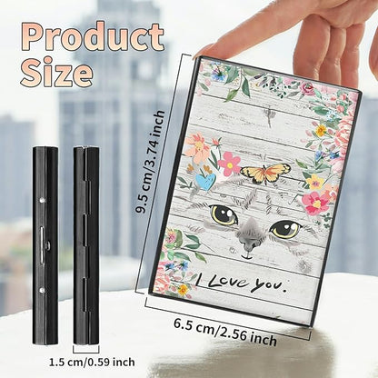 BWEGRHE Slim Credit Card Holder, Cat Flowers RFID Blocking Metal Wallet for Men & Women, Aluminum Minimalist Hard Case Pocket-Sized Business Cards Organizer (Fits Up to 10 Cards)