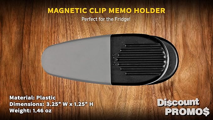 10 Magnetic Memo Holders Set - Large Clip, Plastic - Silver Black