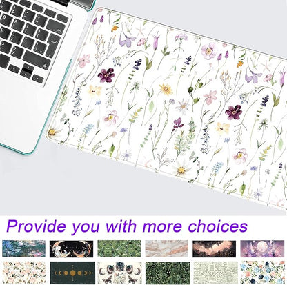 White Floral Desk Mat Cute Flowers Desk Pad Aesthetic Sage Mouse Pad XL Large Mousepad Desk Matt for Desktop, Laptop Pad Mat Keyboard and Mouse Mat for Women Office Decor Accessories 31.5x11.8 in