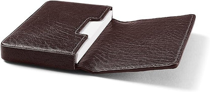 Leatherology Premium Espresso Business Card Case, Magnetic Closure ID Holder, Full Grain Leather