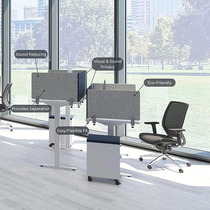 Sound Absorbing Panel Privacy Shield - Desk Divider for Students and Office (Light Grey, 48" W x 18'H)