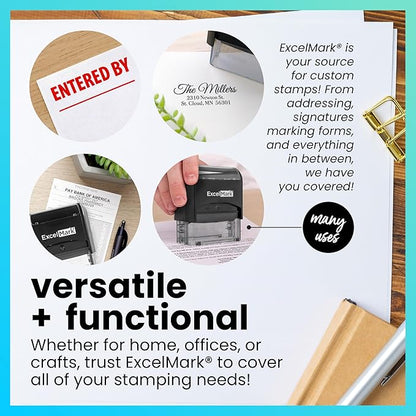 ExcelMark Custom Stamp – Clear & Crisp Impressions – Personalized Self-Inking Rubber Stamp – Use for Address Stamp and More (Extra Large)
