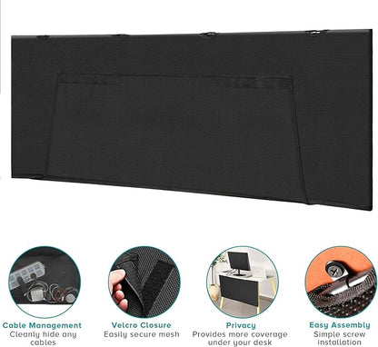 Modern Household Innovations Under Desk Privacy Panel 59 in. Wide Modesty Panel for Desk - 17 in. Tall Desk Skirt for Office Desk with Cable Management Net Perfect for 60 in. Work Station