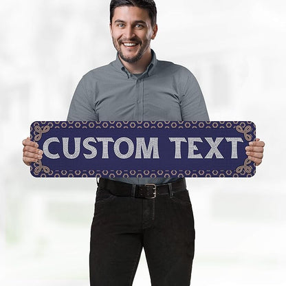 Custom Sign, Custom Street Sign, 11 Font Colors, 13 Font Styles, 4 Hole Options, 22 Sizes, 8x32 Inches, Rust Free DiBound, Fade Resistant, Made in USA by My Sign Center (Fauxsaic 1)