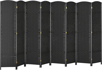 HOMCOM Room Divider, 8 Panel Folding Privacy Screen, 5.6' Tall Freestanding Wall Partition for Home Office, Bedroom, Black