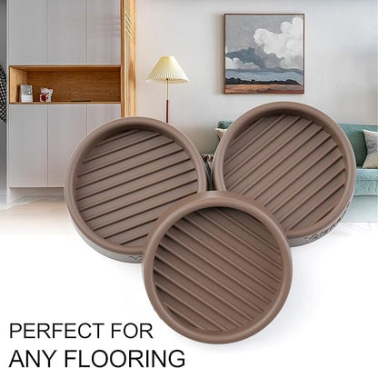 Yelanon Furniture Coasters - 8 Pcs 2”Round Furniture Caster Cups - Non Slip Pads Hardwood Floors Non Skid Grippers Rubber Furniture Feet - Anti Slide Floor Protector for Bed Couch Stoppers Brown