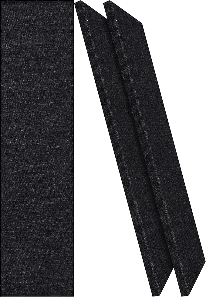 BUBOS 2 PCS Acoustic Panels,47.2''x11.8'' Fabric Soundproof Wall Panels,Self-adhesive Sound Absorbing Panels for Studios, Office, Home Theater, Fabric-Clad-N Matte Black