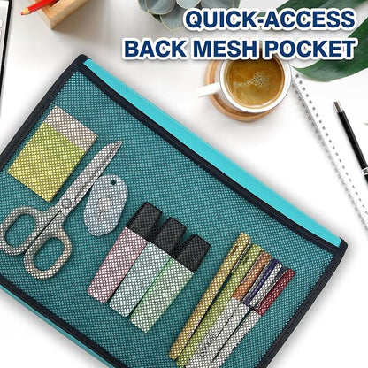 H4D 13-Pocket Accordion File Organizer, Expanding File Folder, Teal | Extra Back Mesh Pocket, Letter Size Paper, Pre-Printed and Customizable Labels, Expandable Document Organizer