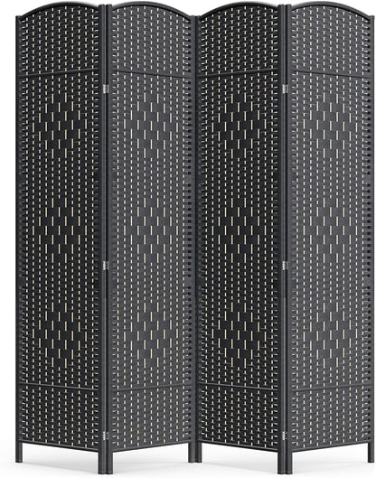 Cocosica 4 Panel Room Divider,6Ft Folding Privacy Screen,Tall - Extra Wide Foldable Panel Partition Wall Divider with Diamond Double-Weaved Hand-Woven Design Room Screen Divider