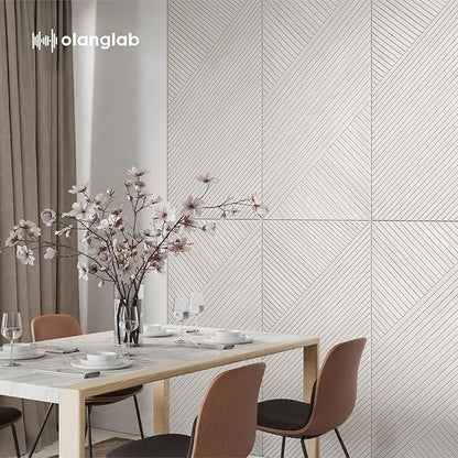 Olanglab Peel and Stick Wall Panels 4 Pack, 47.2 x 23.6 per Wall Panels, Acoustic Wall Panels, Sound Absorbing Wall Art for Home Studio and Office, Light Ash Wood Pattern, Geometric Lines