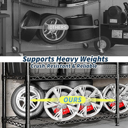MilleLoom 4-Tier Metal Shelving Unit, Heavy Duty Storage Shelves Adjustable Garage Shelf, Easy Assembly, for Basement, Kitchen & Pantry Room Organization, 13.8" D x 60" W x 59.5" H