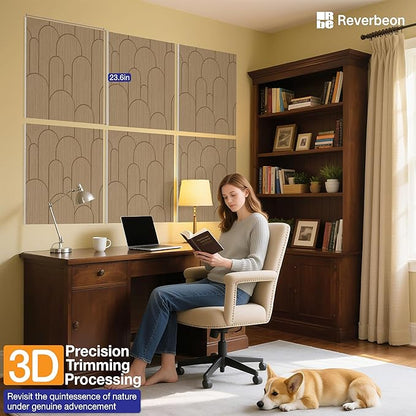 Reverbeon 6 PCS Acoustic Panels, 23.6x23.6 Inch Sound Absorbing Panels, Decorative Acoustic Wall Panels for Recording and Home Studio, Office with Double-Sided Adhesive Tape