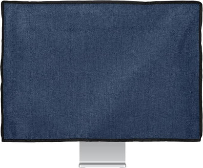 kwmobile Dust Cover for 27-28" Monitor - Linen Monitor Display Protector - Protect Your Computer Screen - Blue Grey